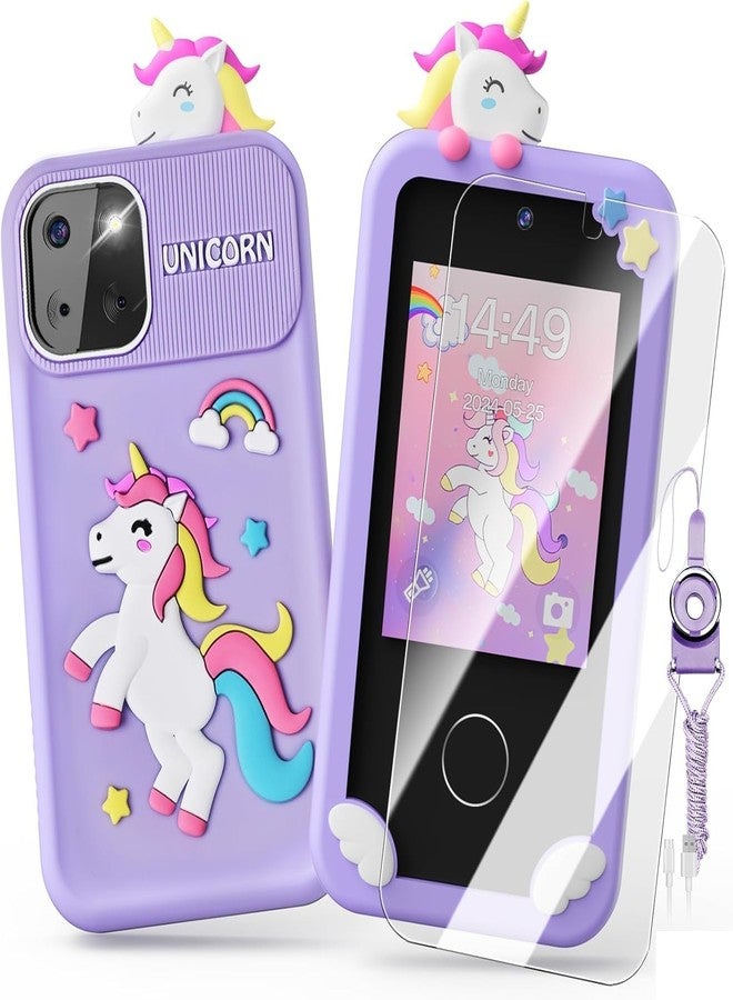 Cason Small Smart Phone for Boys & Girls,2.8” Touch Screen Mini Toy Phone for Kids with Dual Camera, Music Player, Games Kids Mobile with 8GB SD Card (Purple) - Image 1